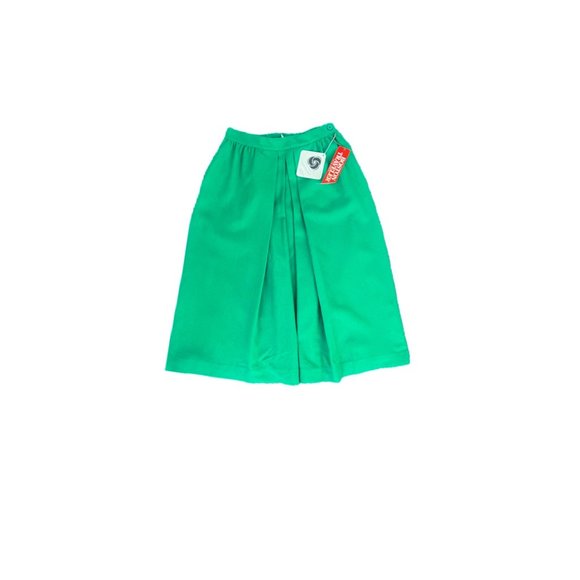 Vintage NWT Boston Traveler Green Wool Pleated Midi Skirt | Size 10 - Picture 5 of 6
